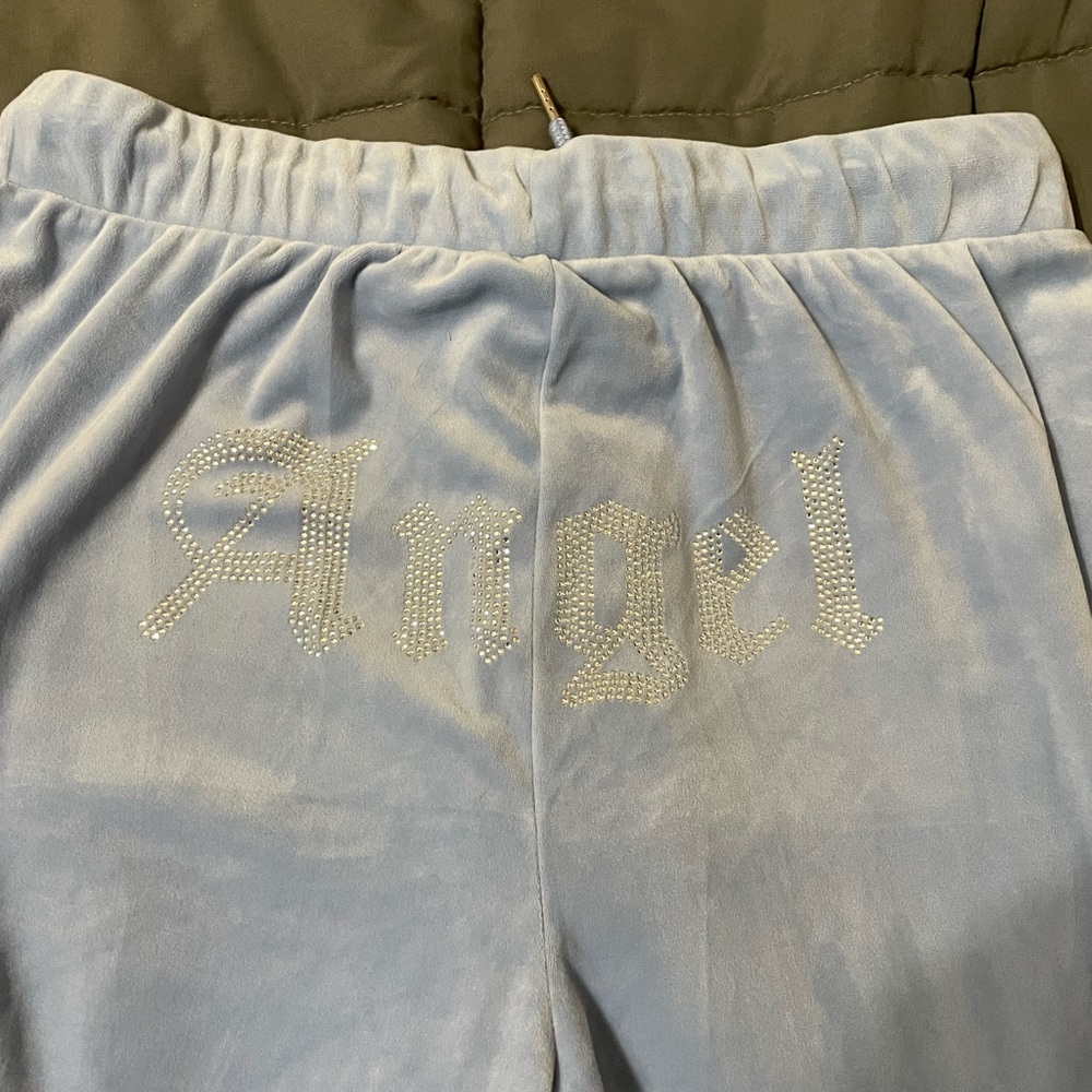 BLUE VELVET RHINESTONE SWEATS